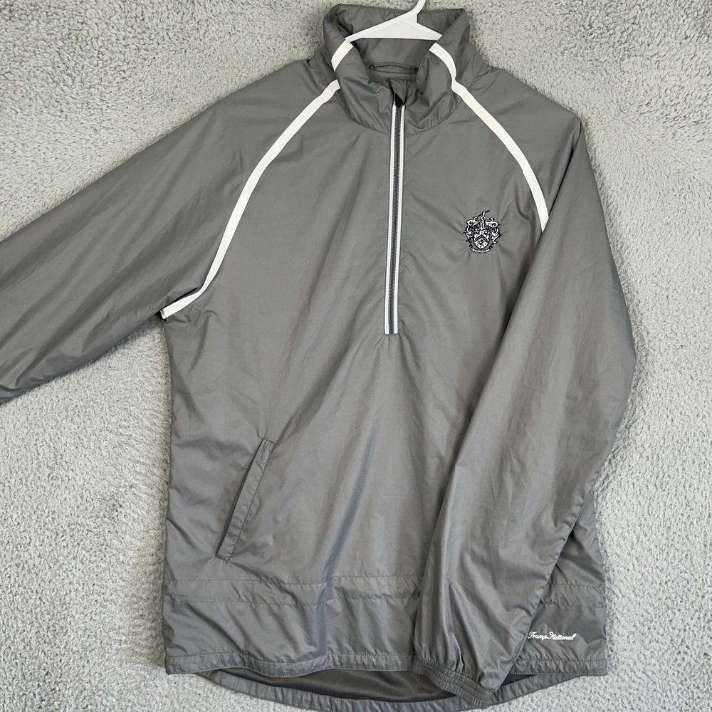 Kate Lord Jacket Womens Medium Grey Trump National Golf Quarter Zip Windbreaker
